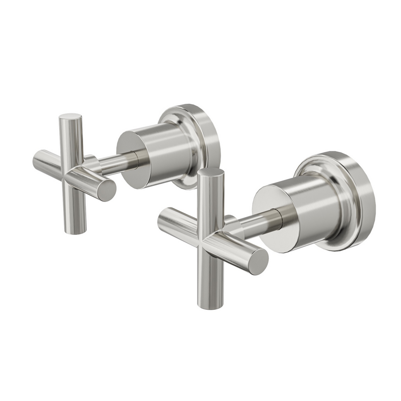 Linsol Tre Cross Handle Wall Top Assemblies Brushed Nickel