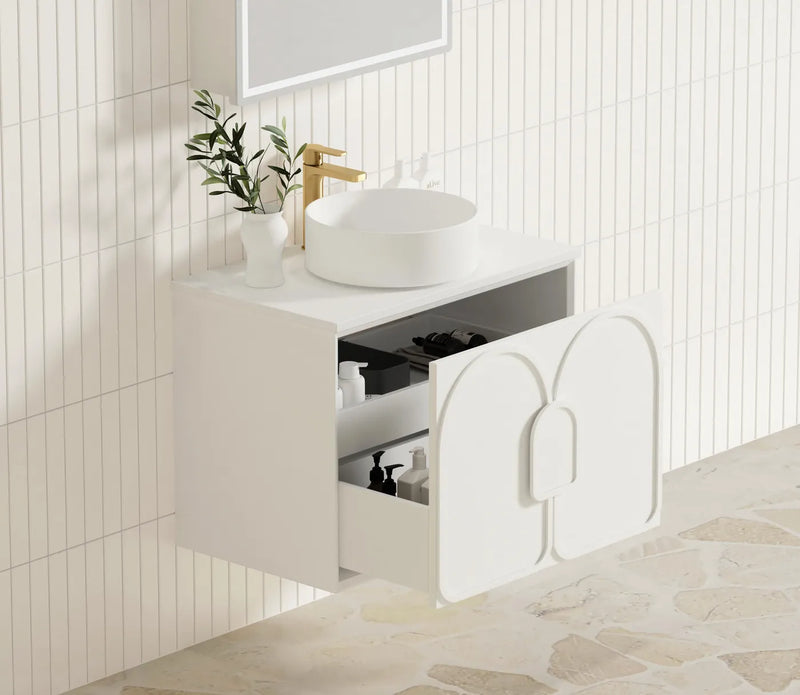 Otti Laguna Satin White Wall Hung Vanity 750mm