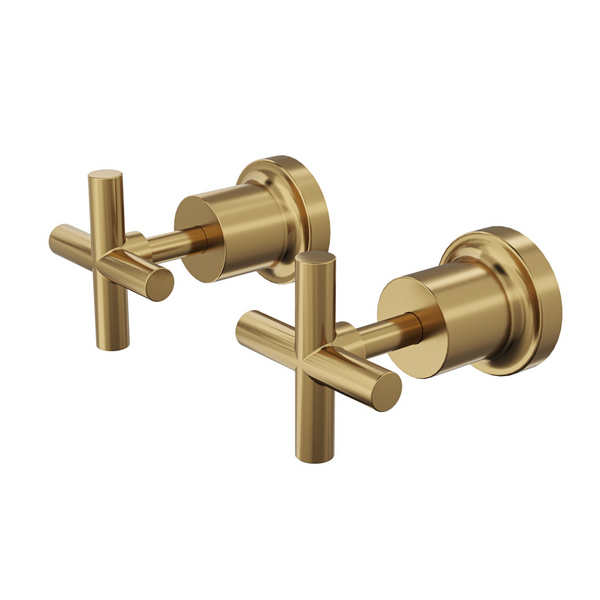 Linsol Tre Cross Handle Wall Top Assemblies Brushed Brass