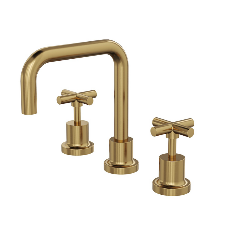 Linsol Tre Cross Handle Basin Set Brushed Brass