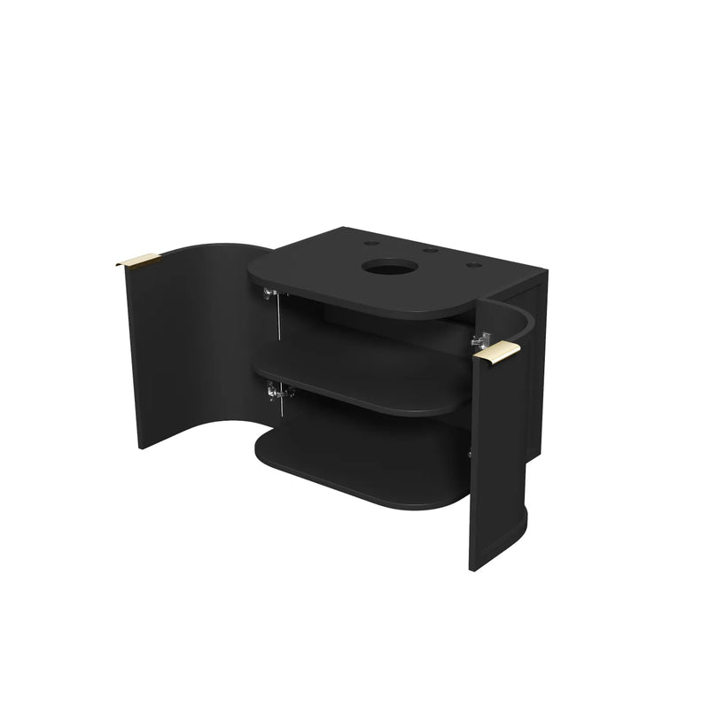 Otti Hampshire Satin Black Wall Hung Curve Vanity 600mm