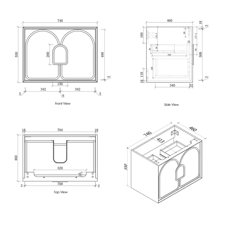 Otti Laguna Satin White Wall Hung Vanity 750mm