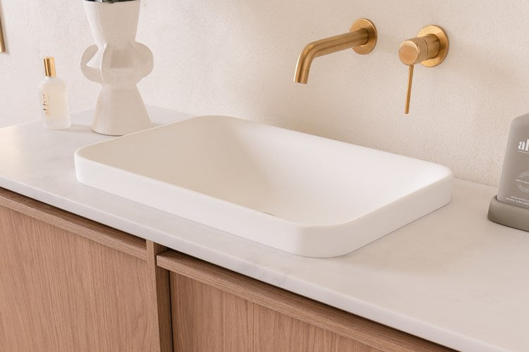 ADP Pride Gloss or Matte White Solid Surface Semi-Inset Basin 545x365