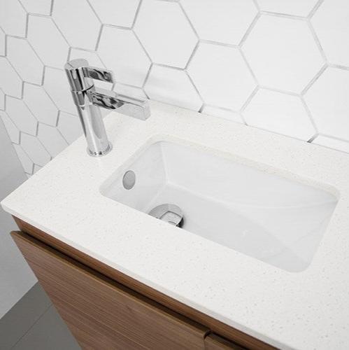 bathroom ensuite narrow compact gloss white undermount vanity basin with overflow 430x260mm