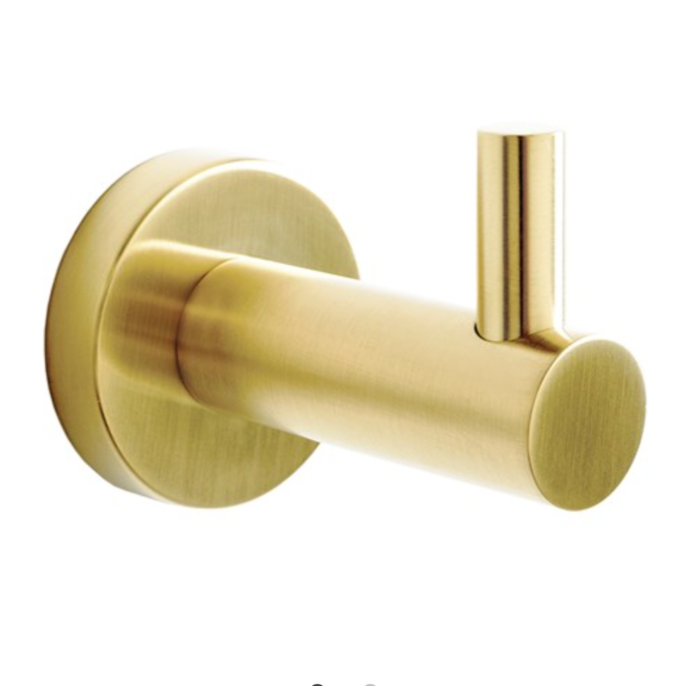 Brushed brass robe hook