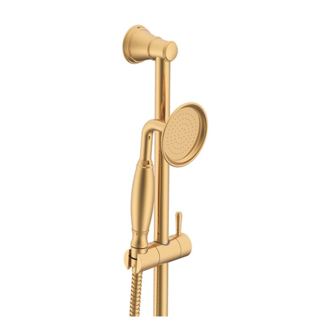 heritage brushed brass shower on a rail