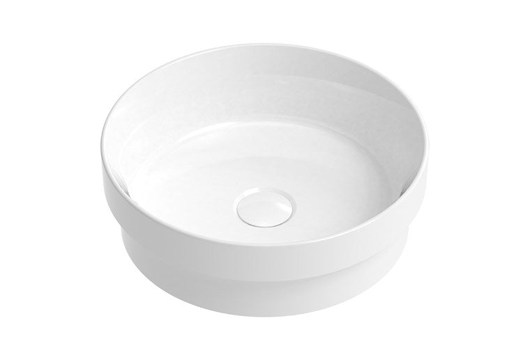 inset round ceramic vanity bench basin gloss or matte white 355x355mm