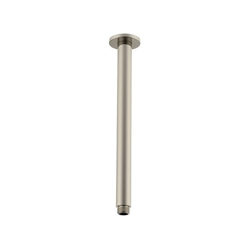 A 300mm brushed nickel ceiling dropper shower arm.