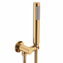 hand held brushed brass shower on a bracket