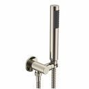 hand held brushed nickel shower on a bracket