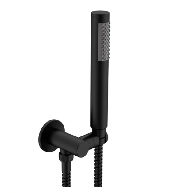 hand held matte black shower on a bracket
