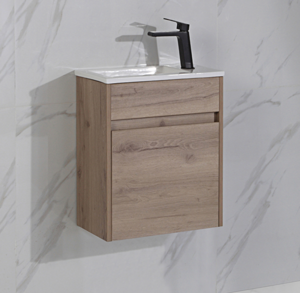 Aulic Brant Single Door Timber Finish compact Wall Hung Vanity 465mm