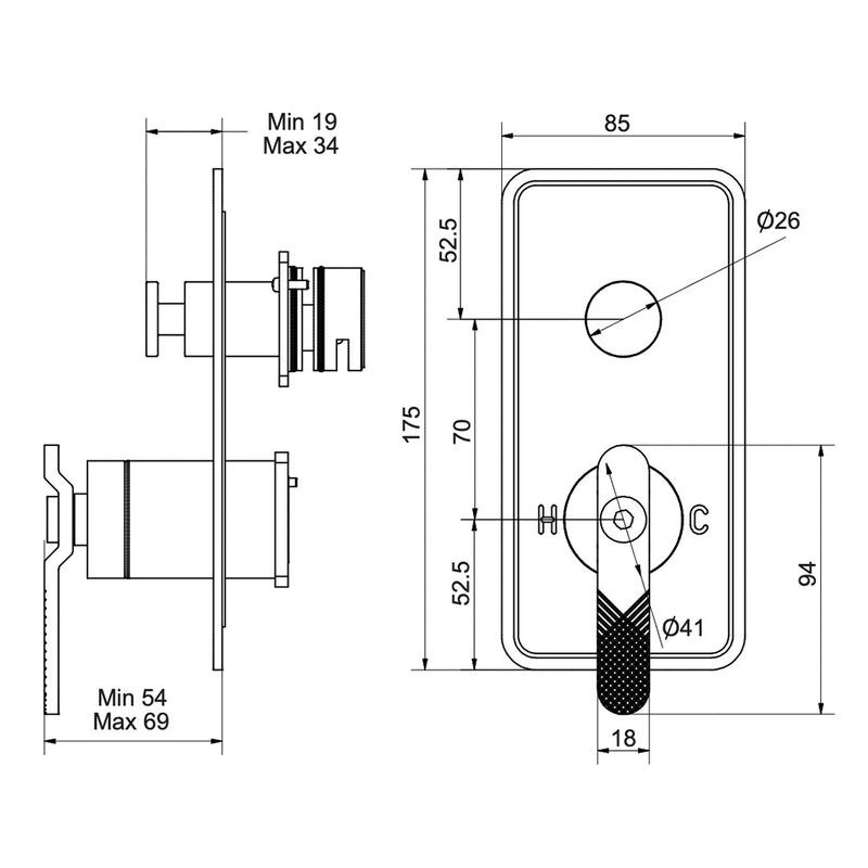 Paco Jaanson Bold Lever Shower Mixer with Diverter