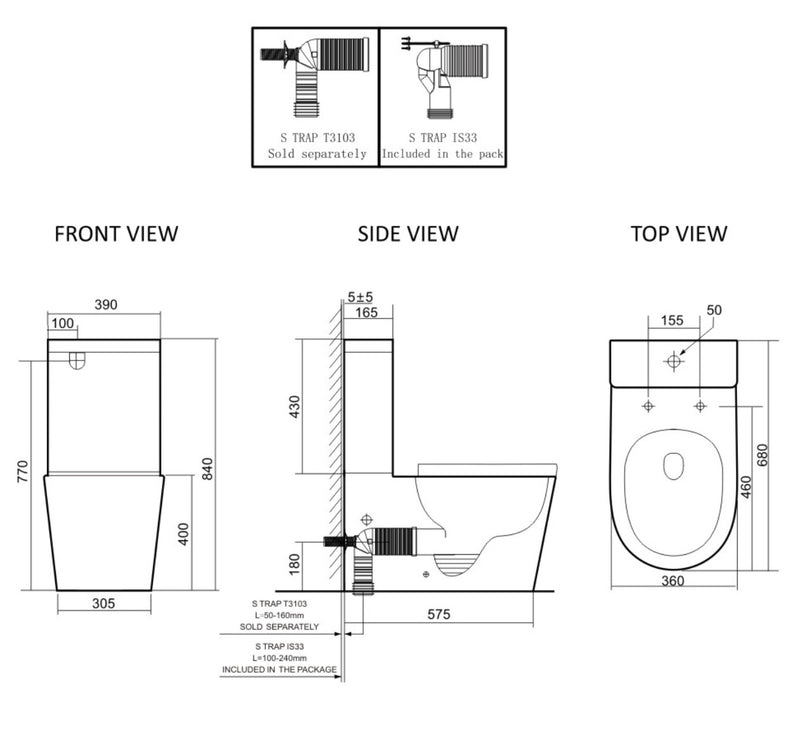 Lafeme Catania Standard Luna  Back to Wall Rimless Bidet Toilet Suite