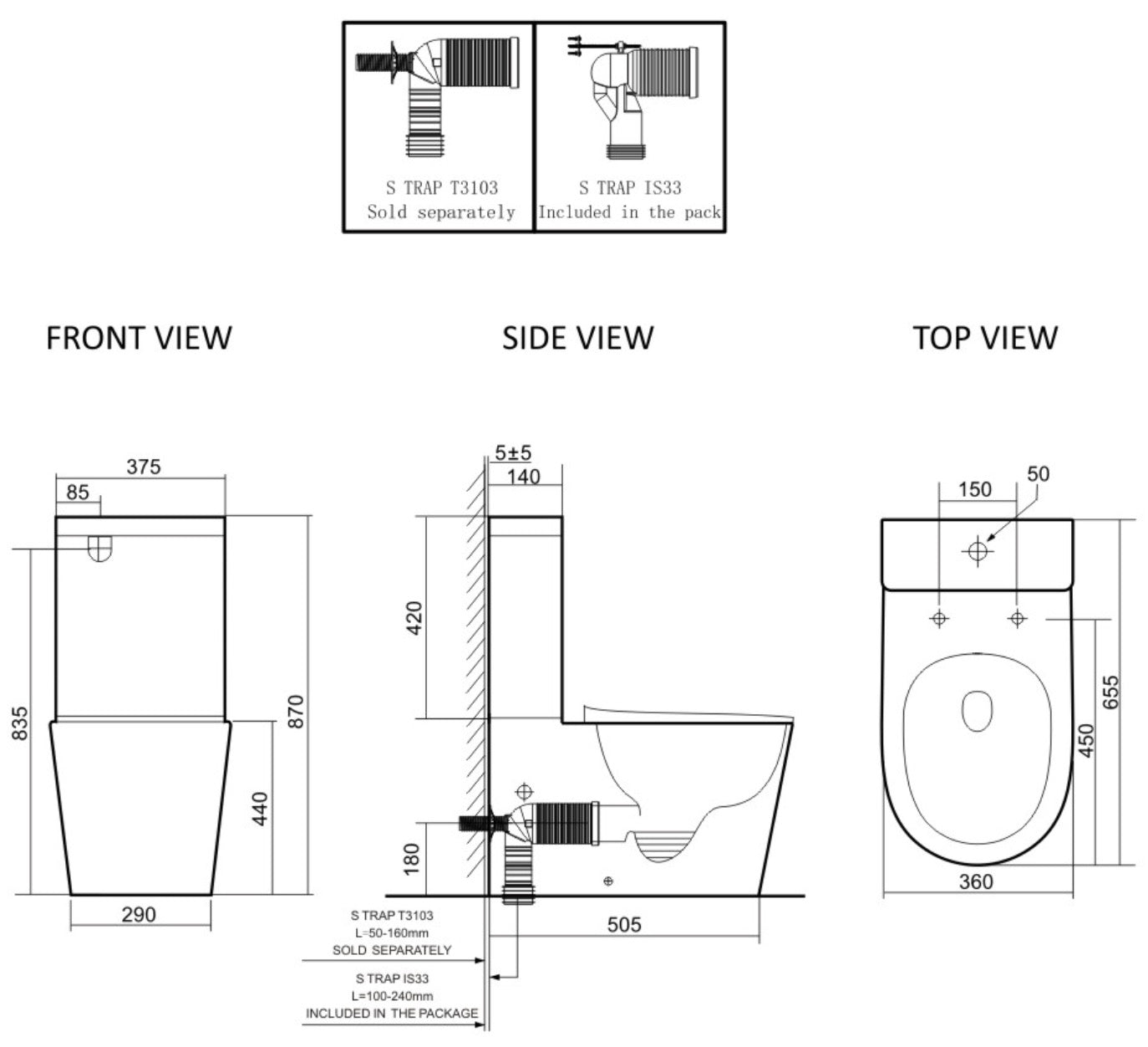 Lafeme Thea Standard Vega  Back to Wall Comfort Height Rimless Bidet Toilet Suite