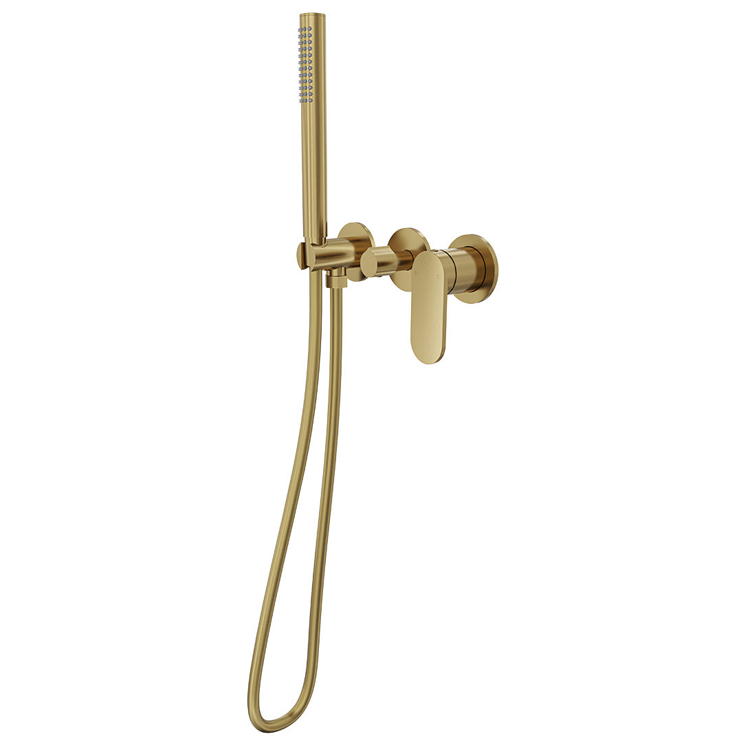 Linsol Capo 3-Plate Wall Mixer with Hand Shower Brushed Brass