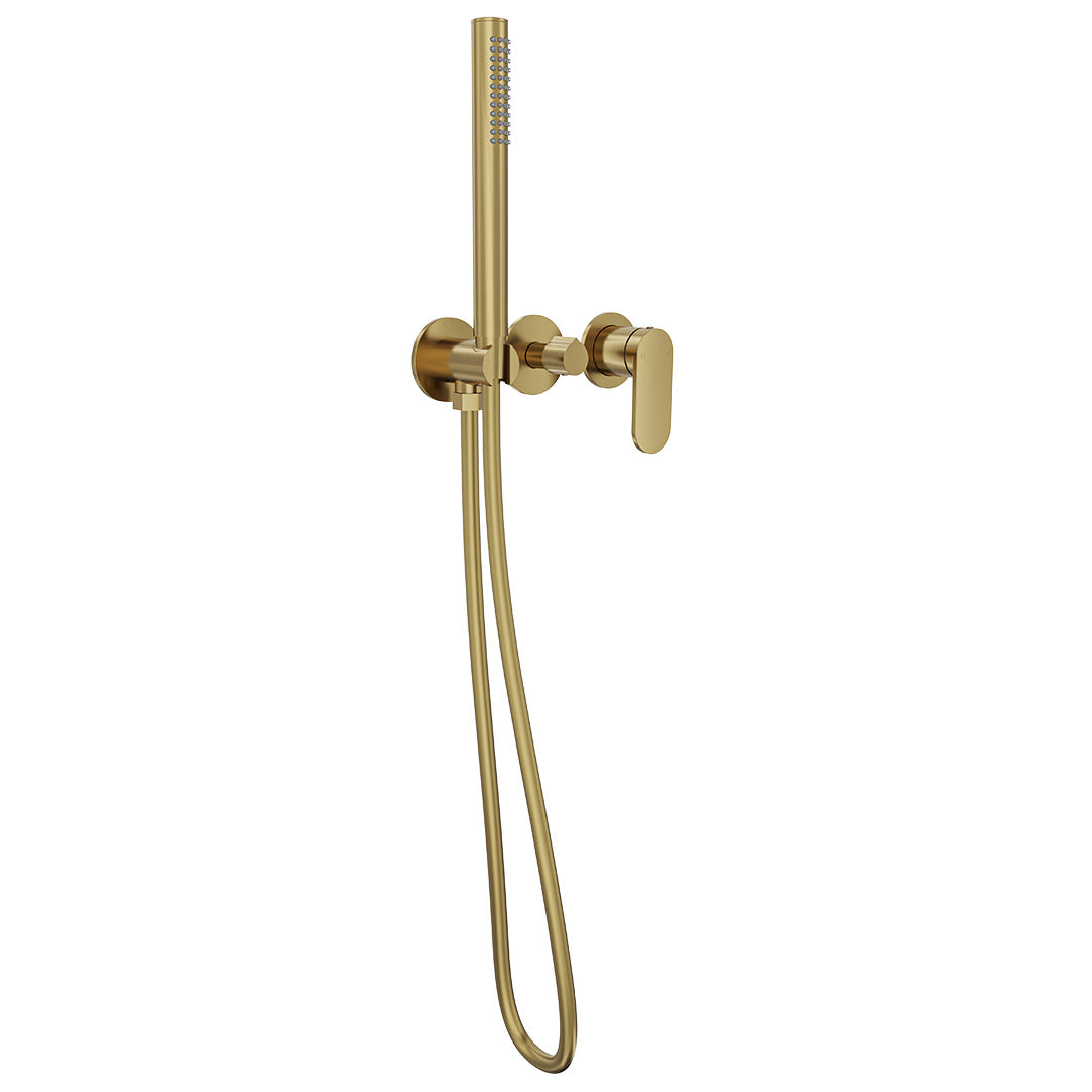 Linsol Capo 3-Plate Wall Mixer with Hand Shower Brushed Brass