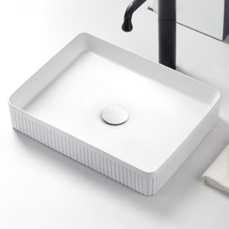 Corintha Ionic Fluted Gloss White Rectangular Above Counter Basin 500mm