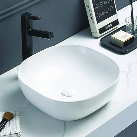 Donii Alexis Matte White Square Above Counter Basin 370x370