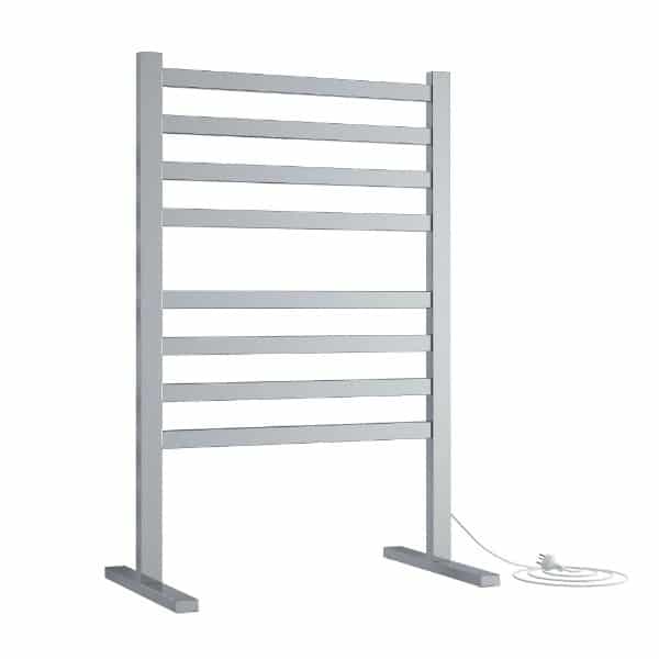 Thermogroup 8 Bar Straight Square Flat Free-Standing Heated Towel Rail Polished Stainless Steel 590x900mm