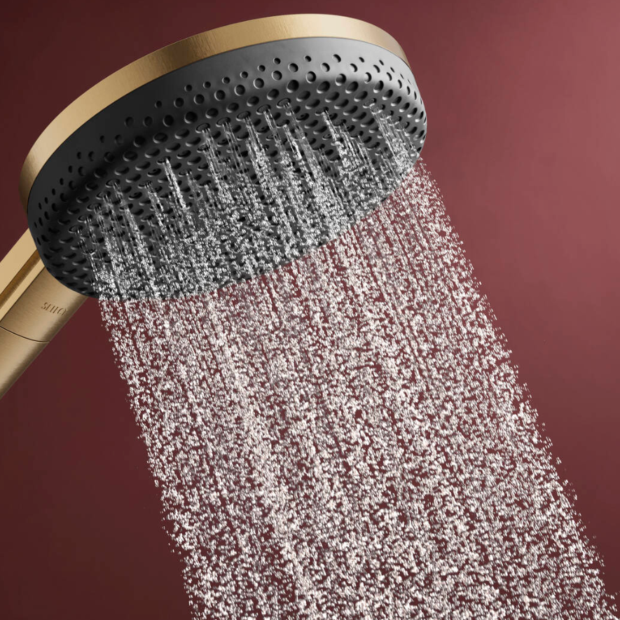 Hansgrohe Shower head brushed bronze colour finish with no visible spray nozzles