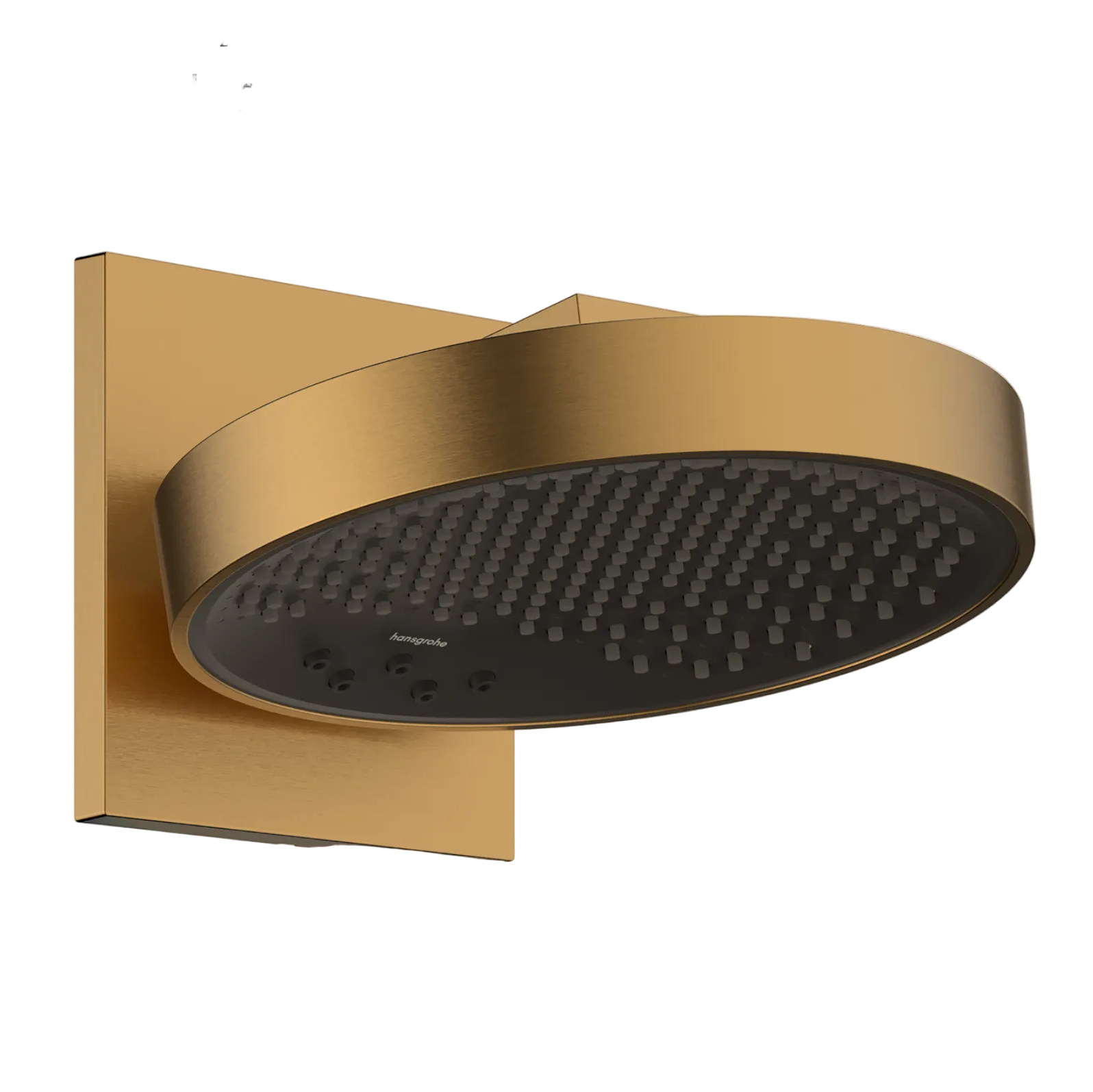 Gold shower head with black raindrop design 