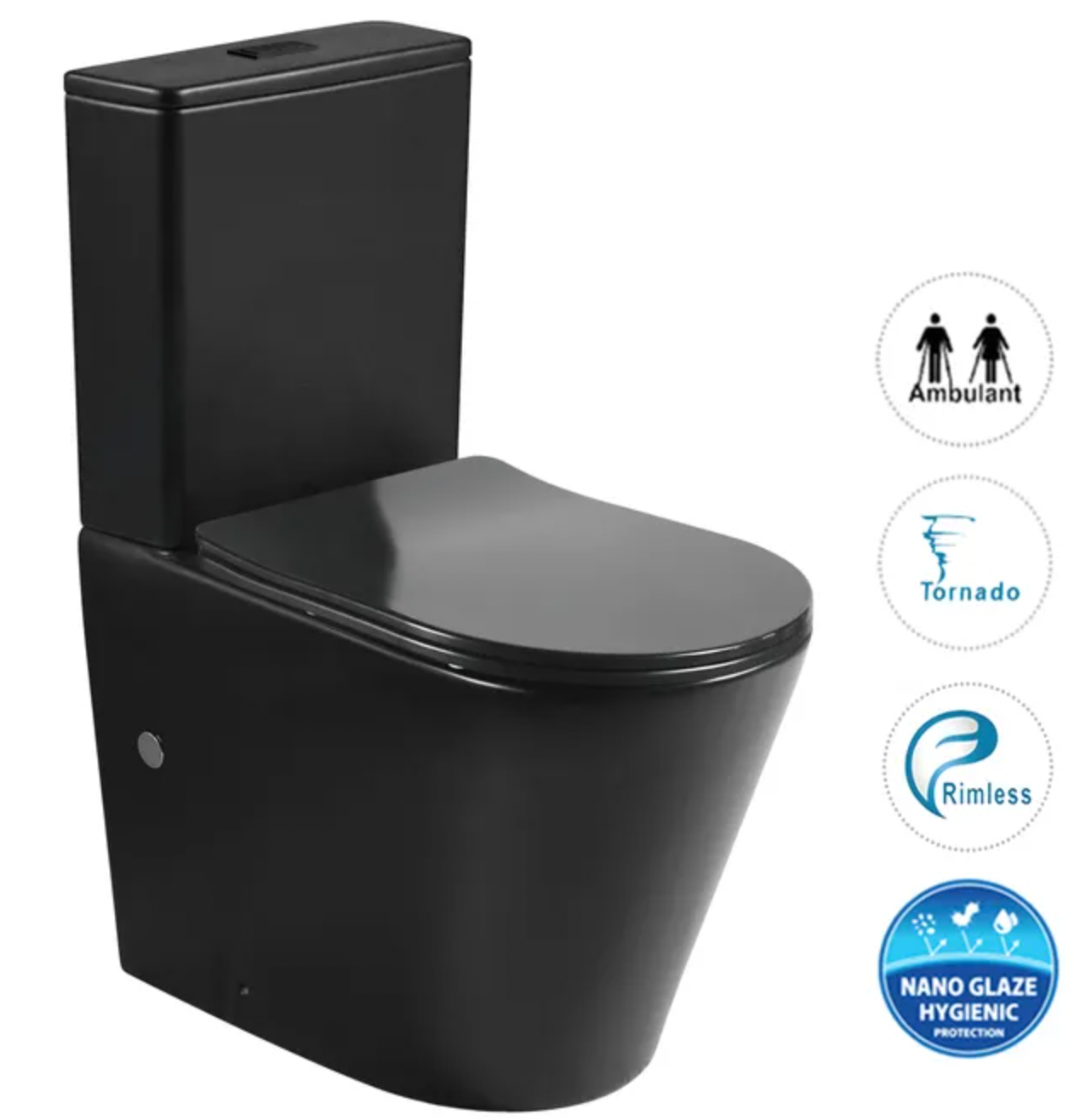 back ton wall matte black rimless tornado flush toilet suit