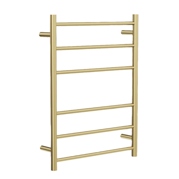 Linsol Avid Round 6 Bar Heated Towel Rail  Brushed Brass 800x600mm