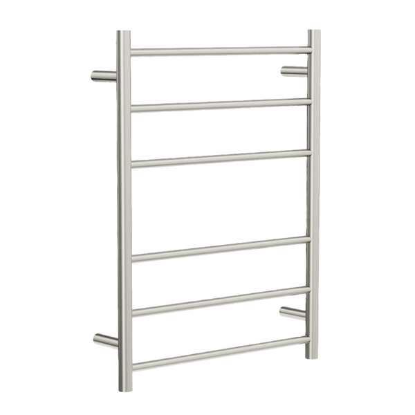 Linsol Avid Round 6 Bar Heated Towel Rail  Brushed Nickel 800x600mm