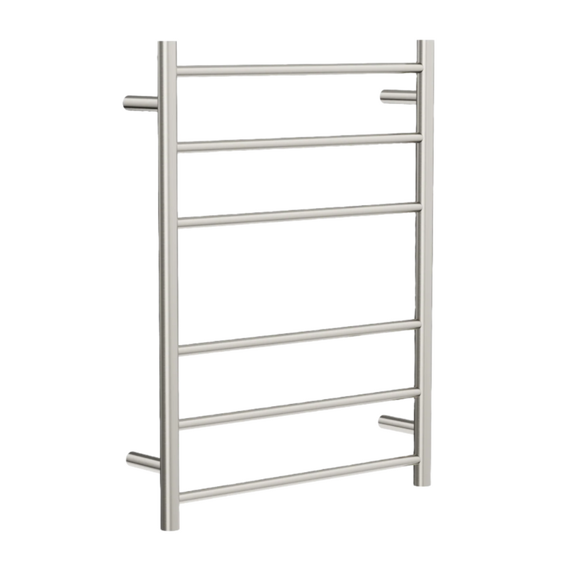 Linsol Avid Round 6 Bar Heated Towel Rail  Brushed Nickel 800x600mm