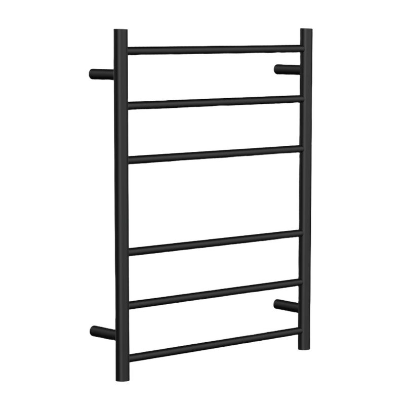 Linsol Avid Round 6 Bar Heated Towel Rail  Matte Black 800mmx600mm