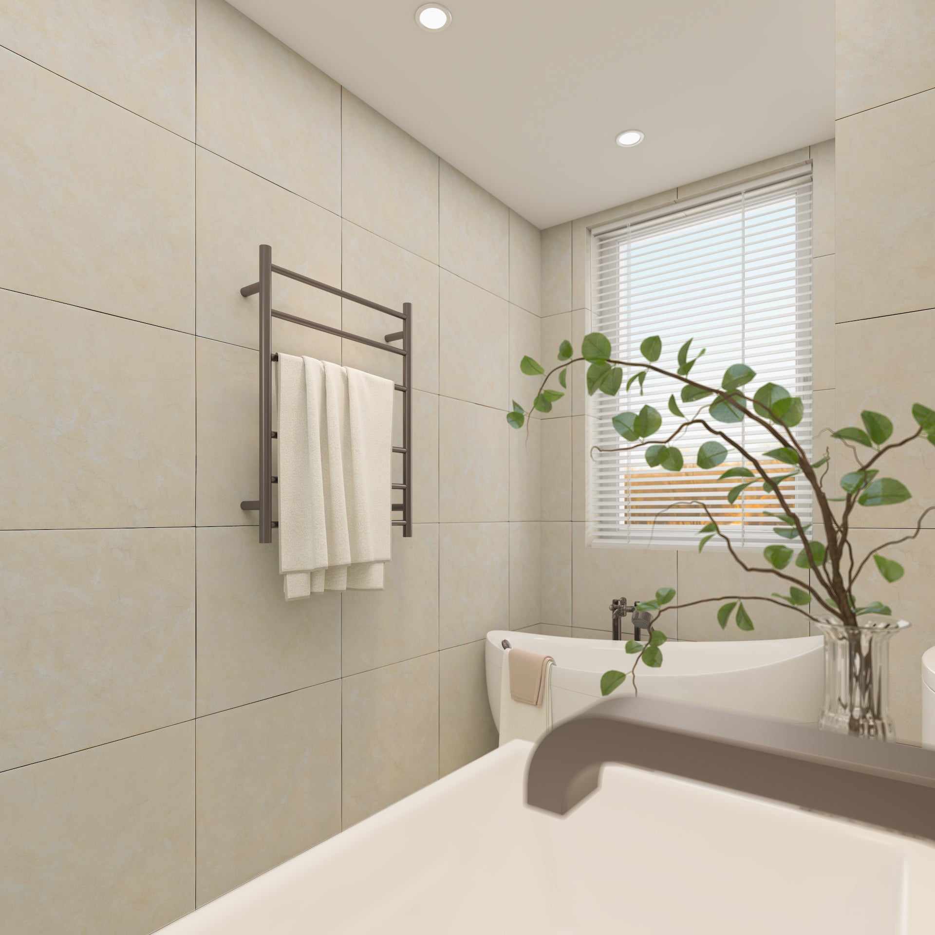 Linsol Avid Round 6 Bar Heated Towel Rail  Gunmetal 800x600mm