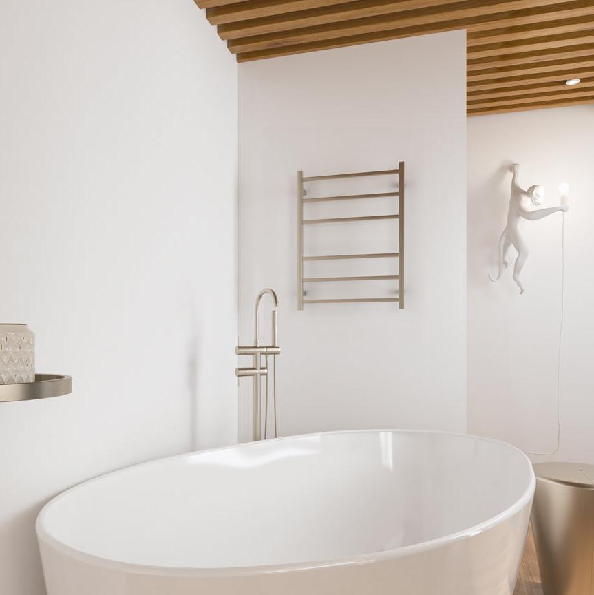 Linsol Spirit Square 6 Bar Heated Towel Rail  Brushed Nickel 800x600mm