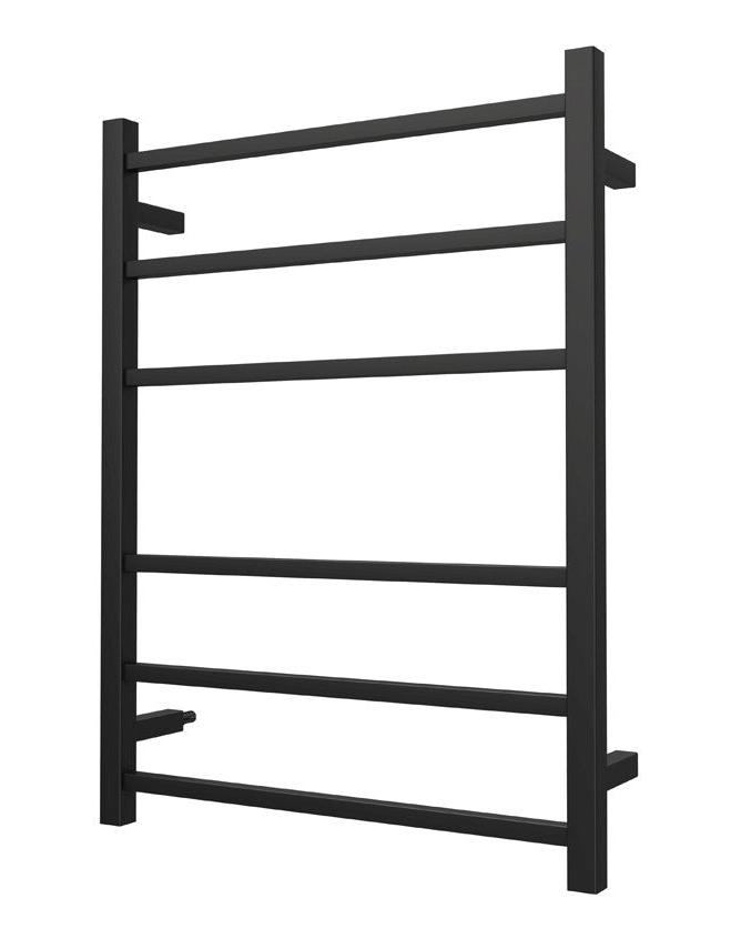 Linsol Spirit Square 6 Bar Heated Towel Rail Matte Black 800x600mm