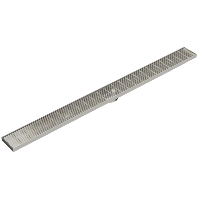 Long 500mm rectangular metal shower water drain brushed nickel finish