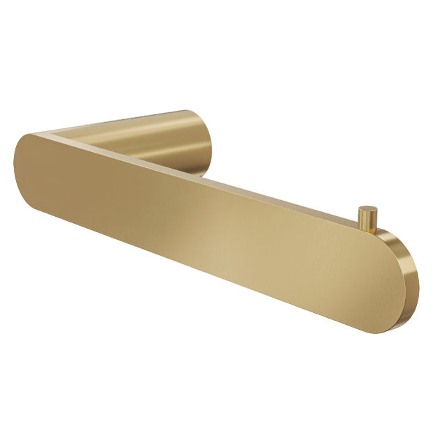 Oval brushed brass toilet paper holder