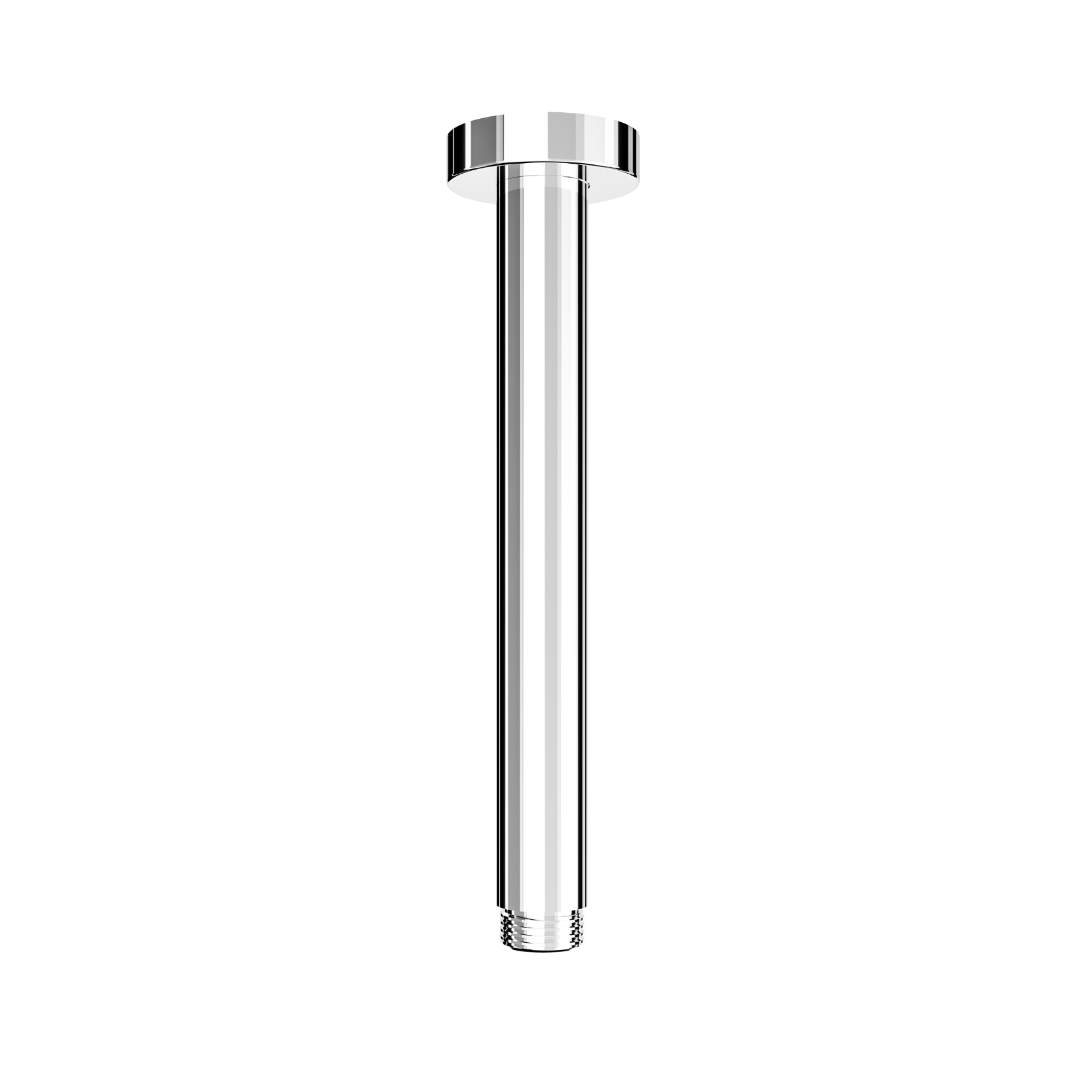 A 200mm chrome ceiling arm for showers, part of the Linsol Corsica range.