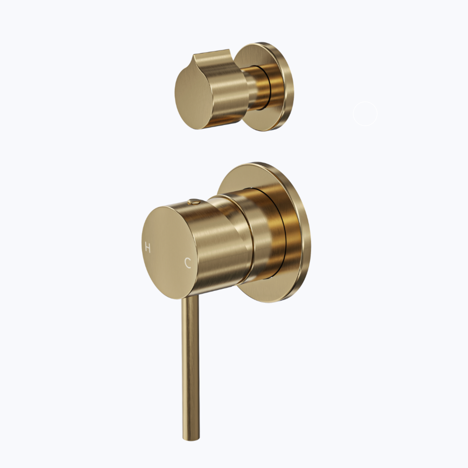 Brushed Brass bathroom in wall diverter mixer  with pin  handle and easy grip rotary diverter Knob