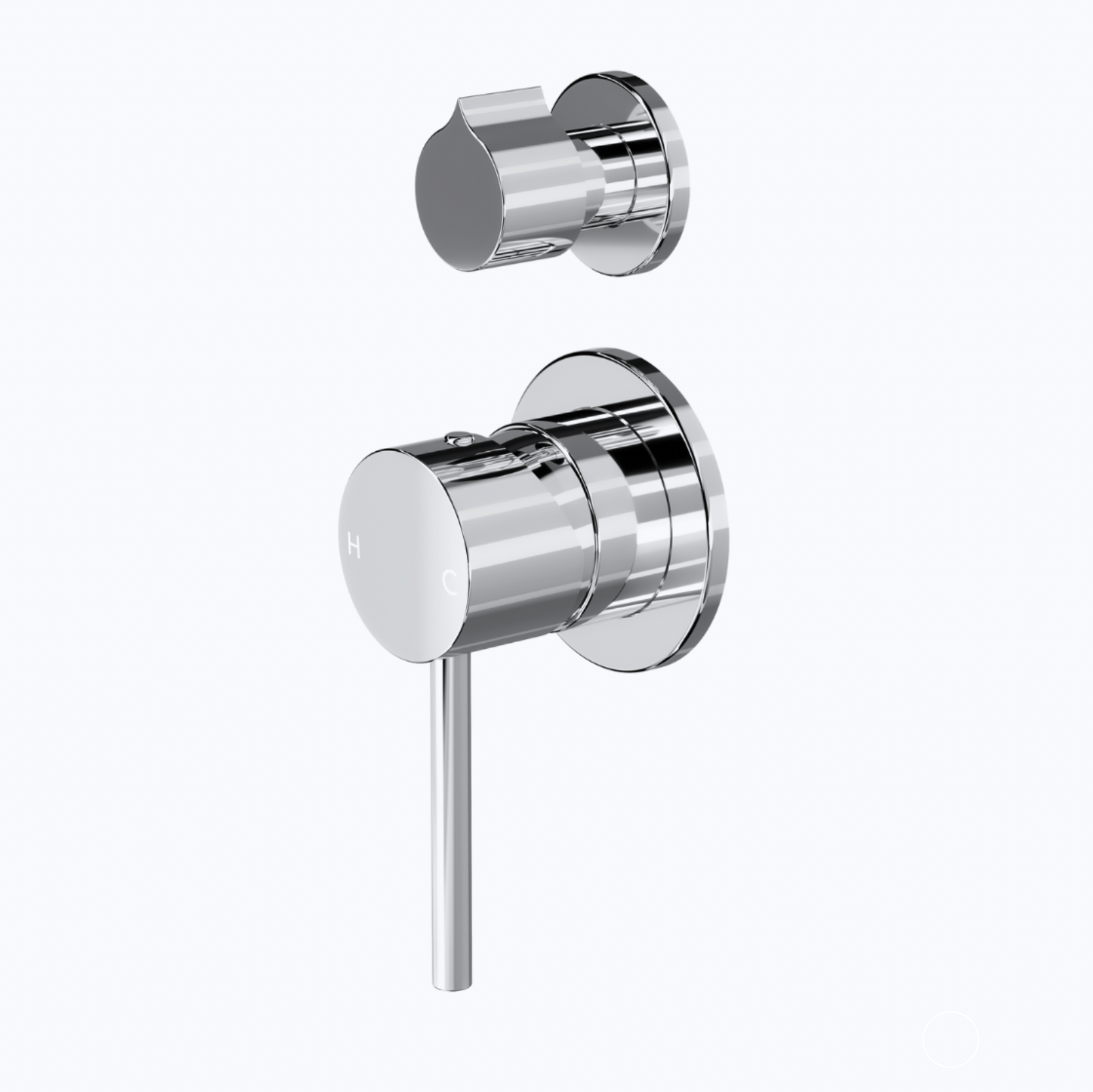 Chrome bathroom water diverter mixer with rotary diverter button 