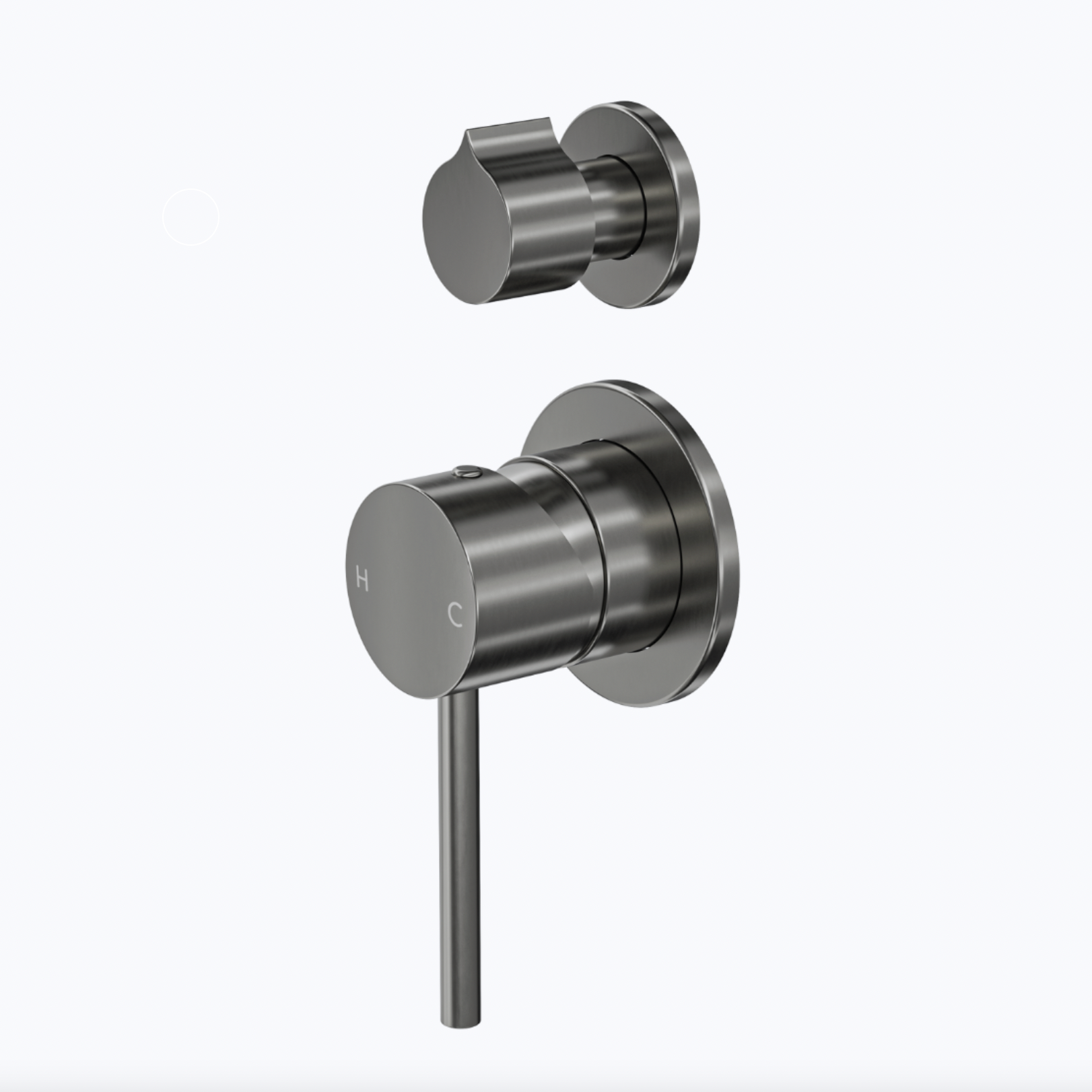 Gunmetal bathroom in wall diverter mixer  with pin  handle and easy grip rotary diverter Knob
