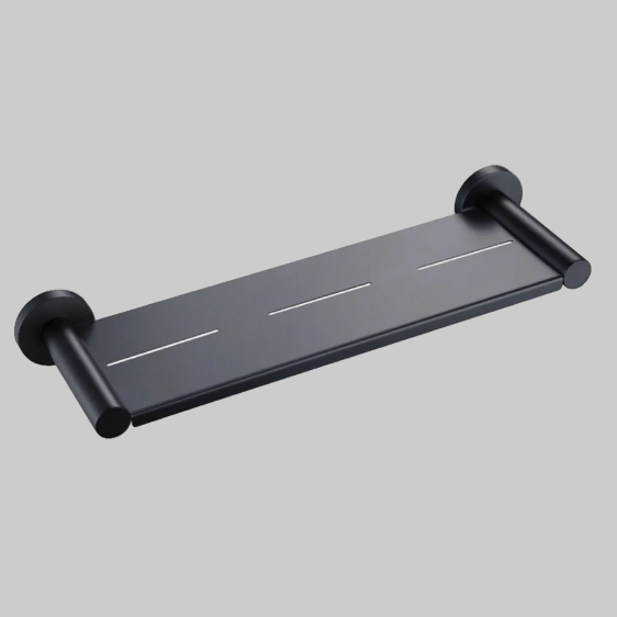 Matte black bathroom shower shelf