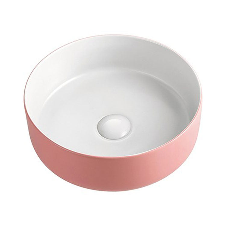  Matte Pink/White Round  Above Counter  bathroom Basin