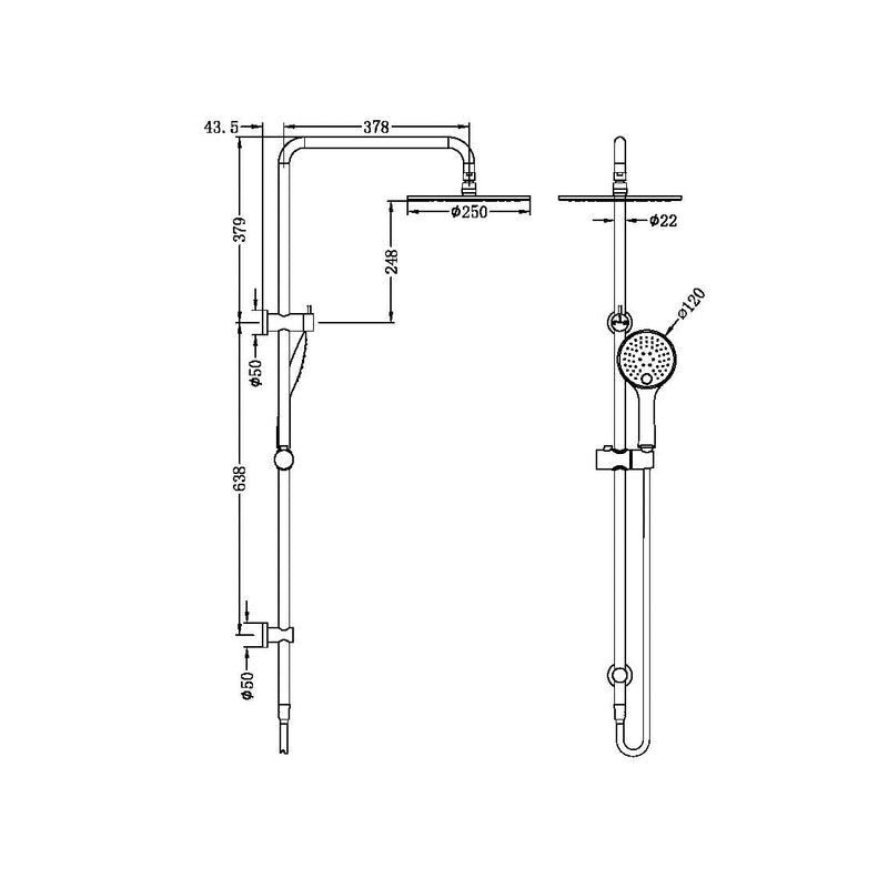 Nero Dolce/Mecca Combination Shower Brushed Nickel