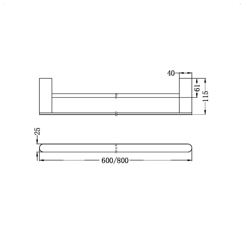 Nero Bianca Double Towel Rail Matte Black 600