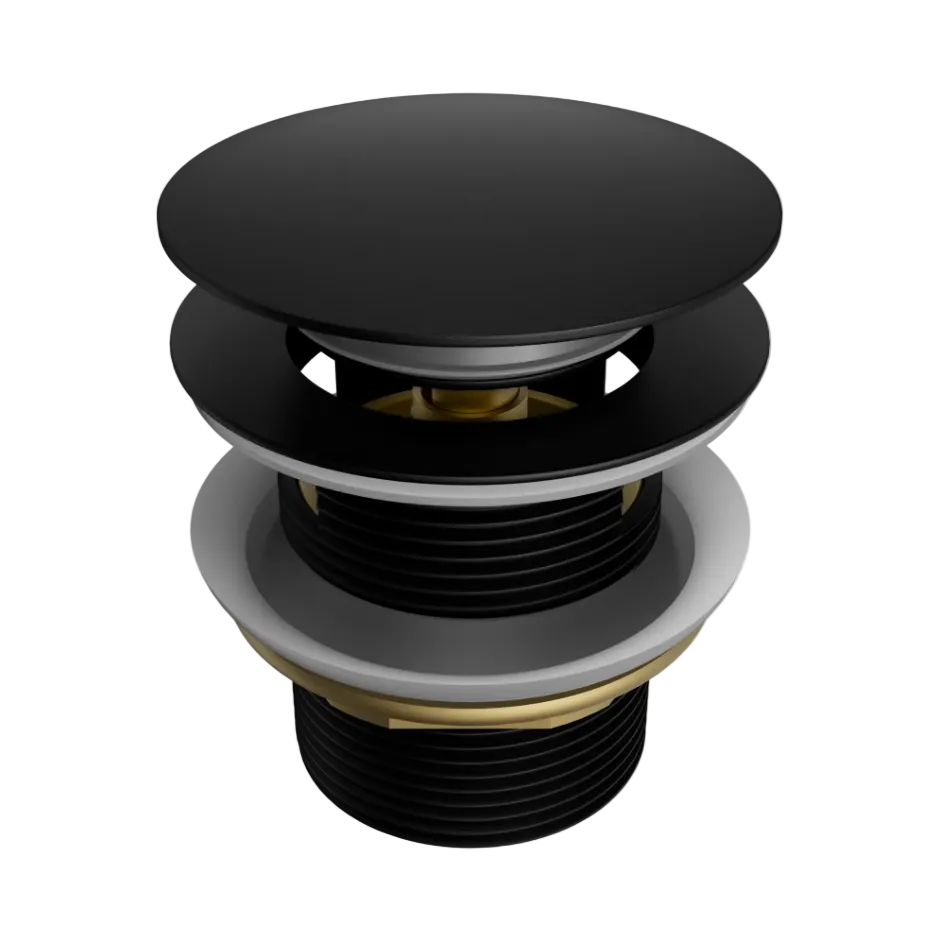 Matte black hair catcher bathtub pop up plug and waste with overflow 