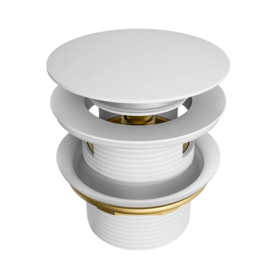 Matte white hair catcher bathtub pop up plug and waste 