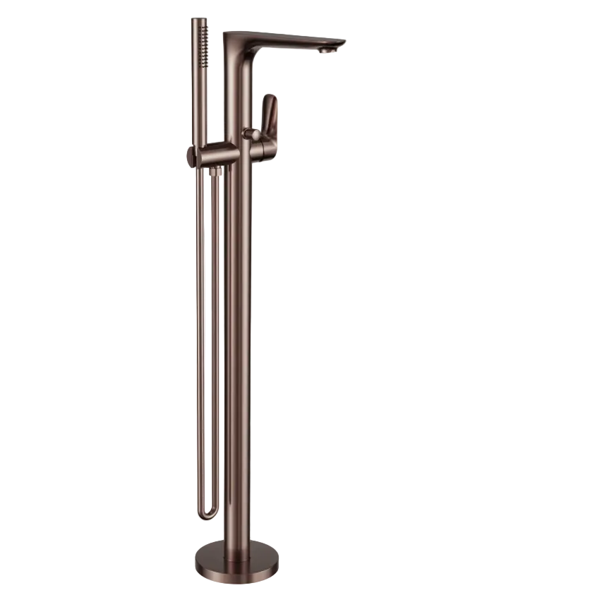 Bronze free standing bath filler tap and with handheld shower head and diverter 