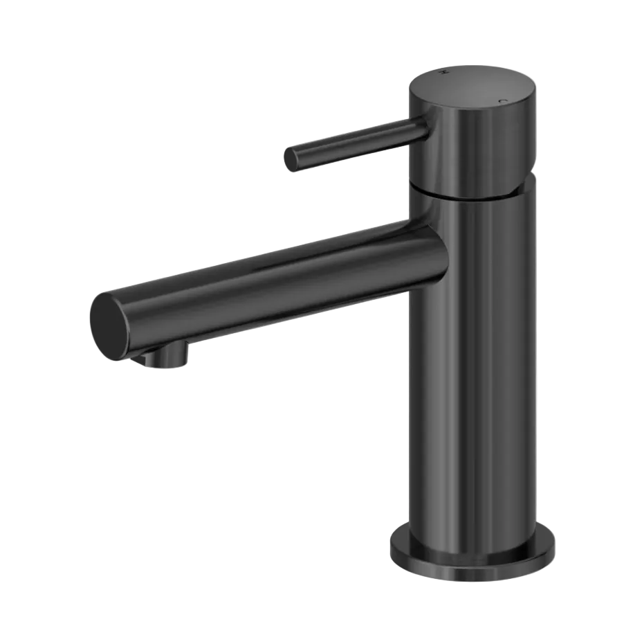 A modern single-handle bathroom  in- wall water mixer tap in gunmetal finish .