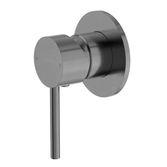 Gunmetal wall-mounted shower control valve with a pin lever