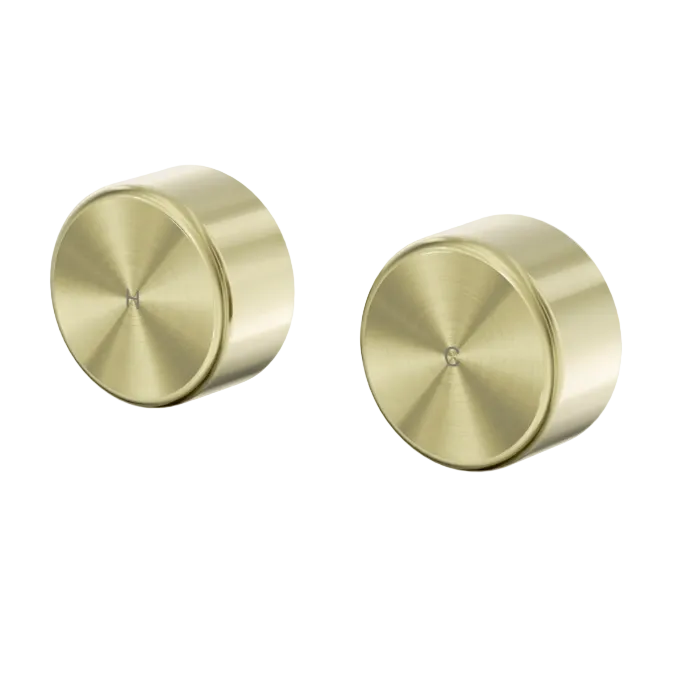 Two gold circular wall top assemblies with  ceramic spindles